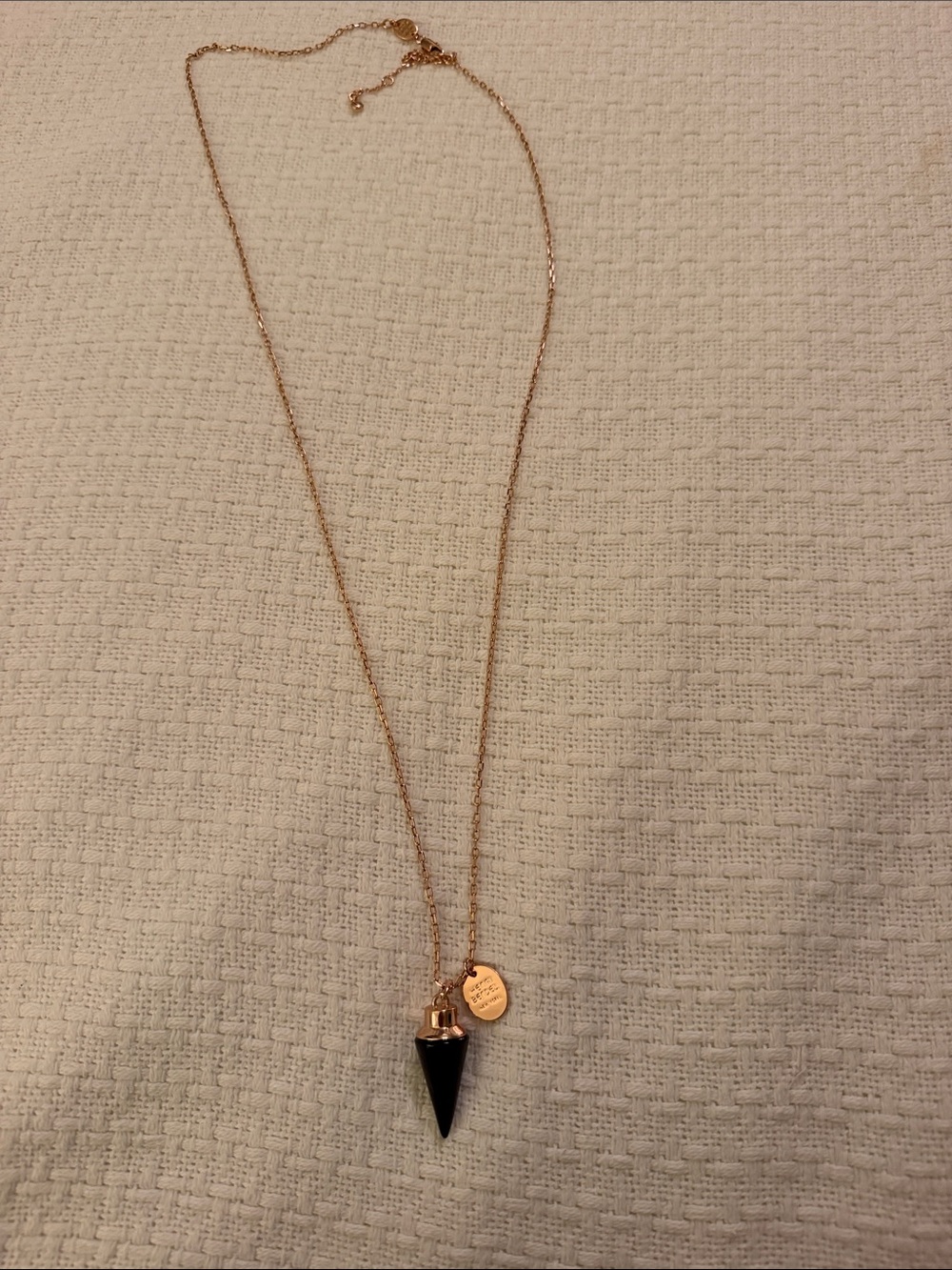 henri bendel vintage Rose Gold Necklace with Black Cone Pendant